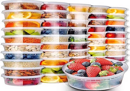 Plastic Deli Food Storage Containers With Leak-Proof Lids 48 Pack